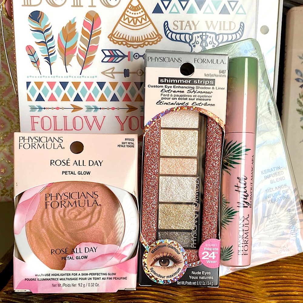 Physicians Formula - MASCARA, PETAL GLOW,& SHIMMER STRIPS EYE SHADOW & Free gift